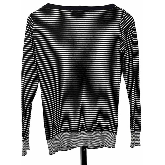 Forever 21 Sweater Cardigan Long Sleeve Button Up V Neck Stripe Black Small Twee - Picture 2 of 3
